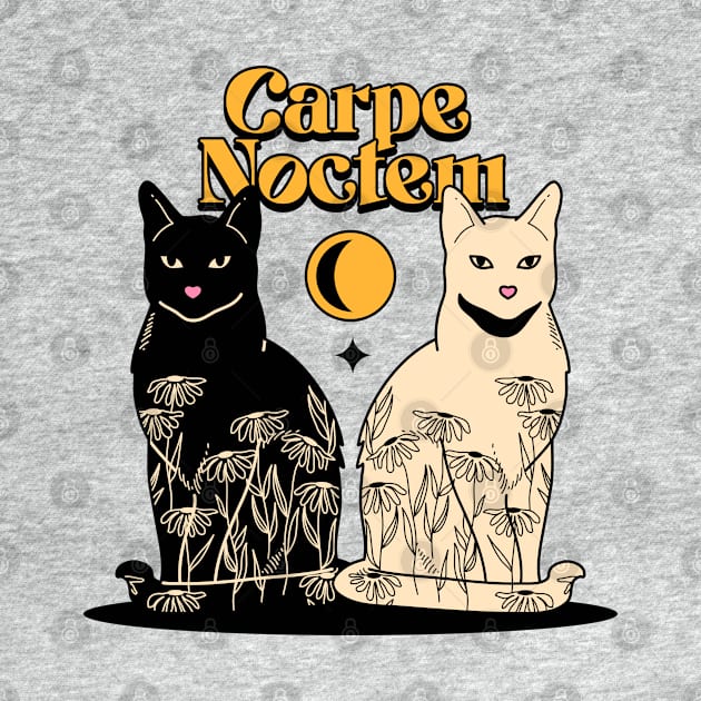 Carpe Noctem Black Cat in blue by The Charcoal Cat Co.